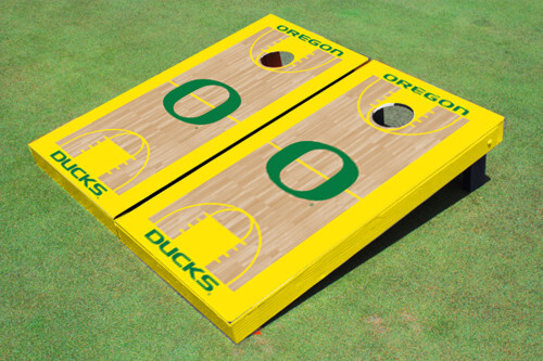Oregon Ducks Yellow Basketball Court Custom Cornhole Board Set
