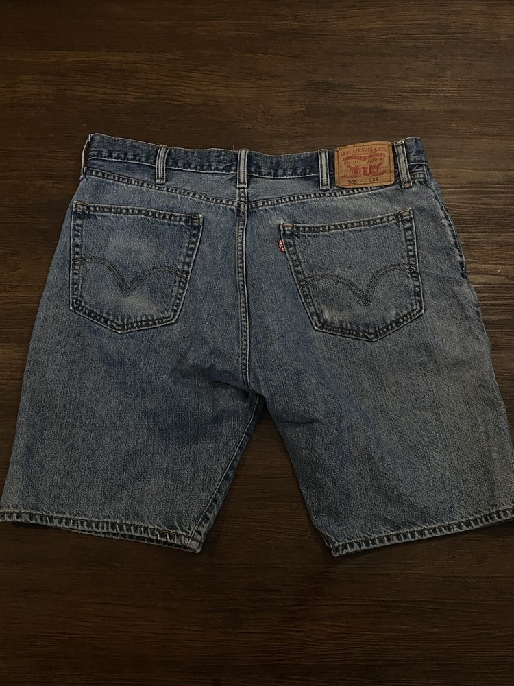 Levi's 505 Size 38 Light Blue Straight Fit Jean Shorts Denim Light Wash