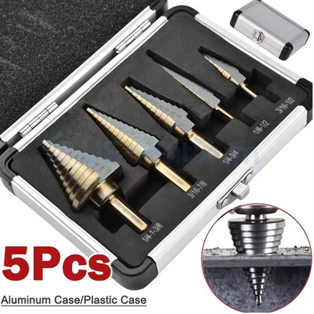 5Pcs HSS Cobalt Hole Large Metal Step Drill Bit Set Titanium Cutter Cone 50 Size