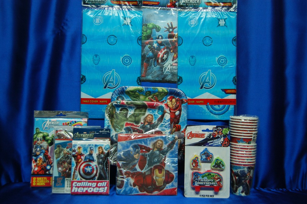Avengers Party SET # 14 Plates Napkins Tablecover Invites Favors Candles