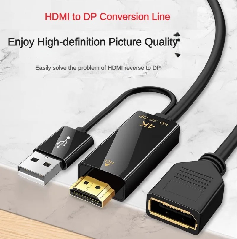 HDMI to DisplayPort Cable 4K60Hz 2K120Hz for PC Laptop PS5 Xbox Monitors