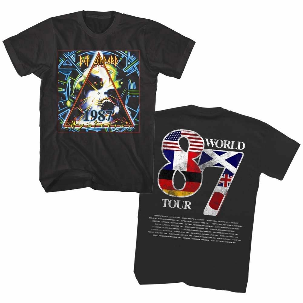 OFFICIAL Def Leppard Men's T Shirt Hysteria World Tour 1987 Rock Band Merch Top