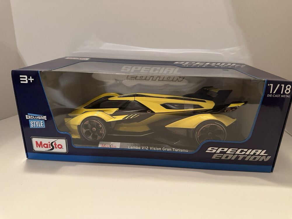 Maisto 1:18 Scale Lamborghini Lambo V12 Vision Gran Turismo Diecast Car - Yellow