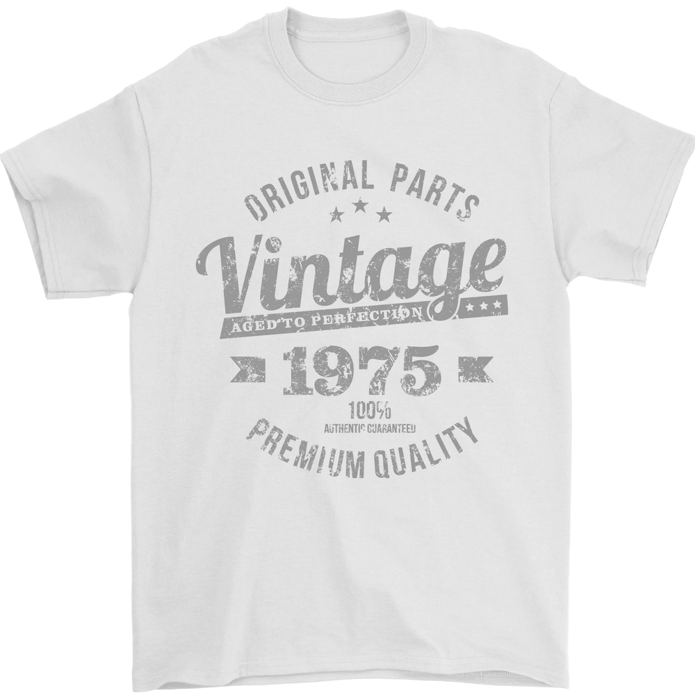 Vintage Year 49th Birthday 1975 Mens T-Shirt 100% Cotton