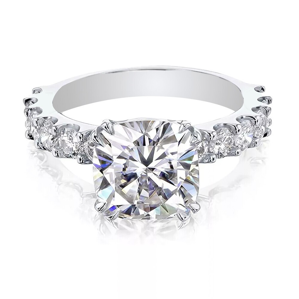 3.50 Ct Cushion Cut Off White Diamond Ring in 925 Silver – Gift for Wife