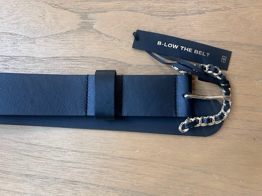 B-Low The Belt Black Italian Leather Belt Gold Buckle Size Small/Medium Women's