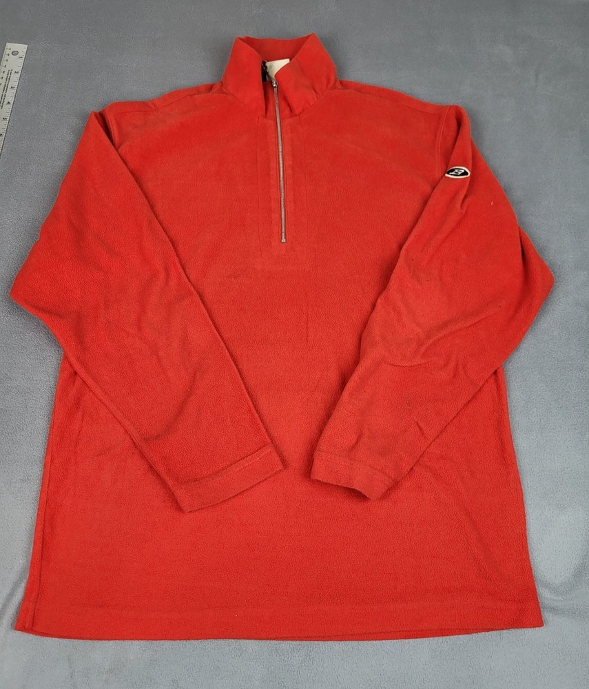 Bogner Fleece Quarter Zip Pullover Women M Red Lightweight Sweater Logo Zipper