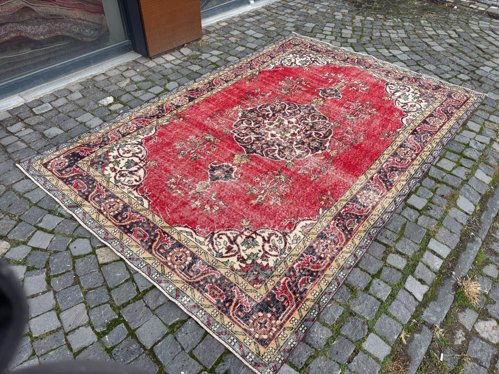 Large rug, Turkish rug, Wool rug, Vintage rug, Handmade rug | 6,3 x 9,5 ft