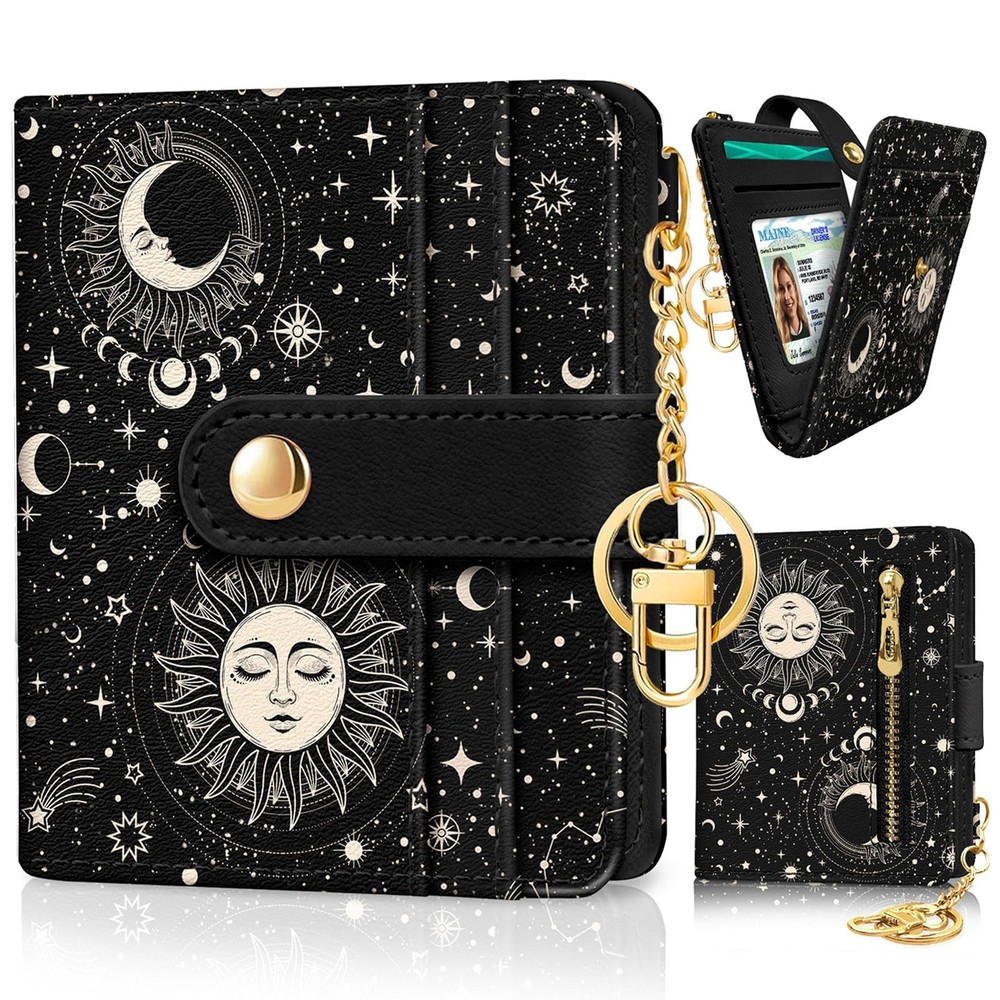Sun Moon RFID Women's Slim PU Leather Credit Card Holder Wallet