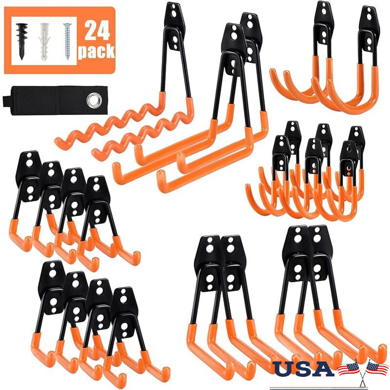 Heavy Duty Garage Hooks 24 Pack Wall Mount Hanger Organizer Tool Bike Storage US