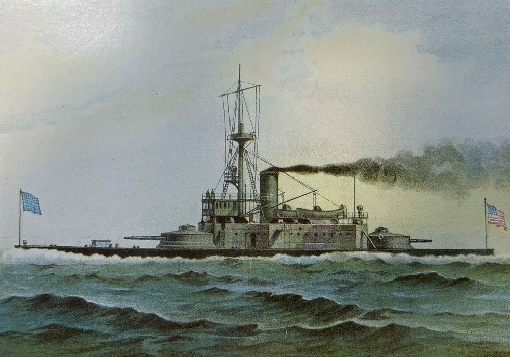 1899 Vintage Magazine Illustration United States Monitor Terror Spanish War