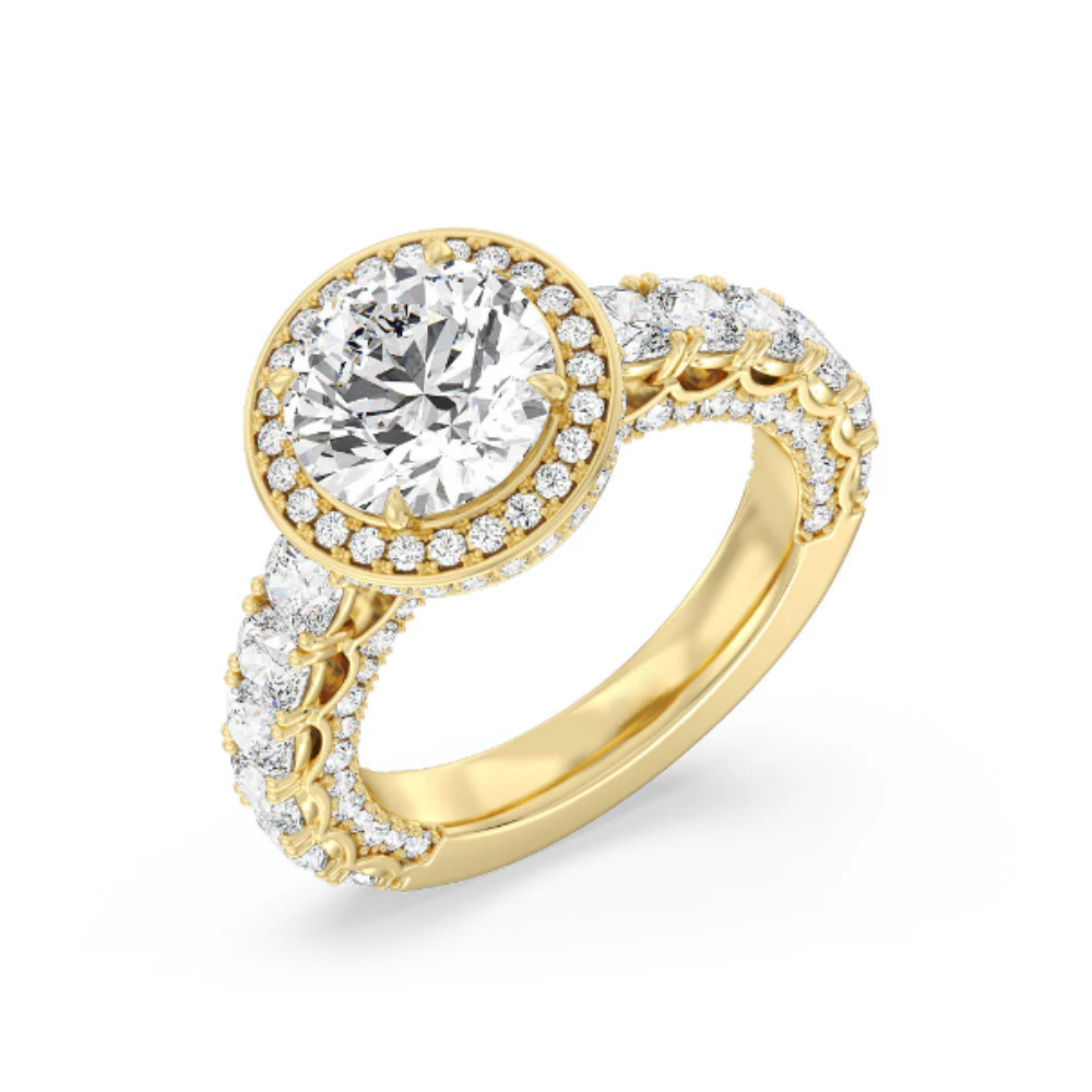 18K Yellow Gold 6ct Round Cut Lab Made Diamond Wedding Ring...