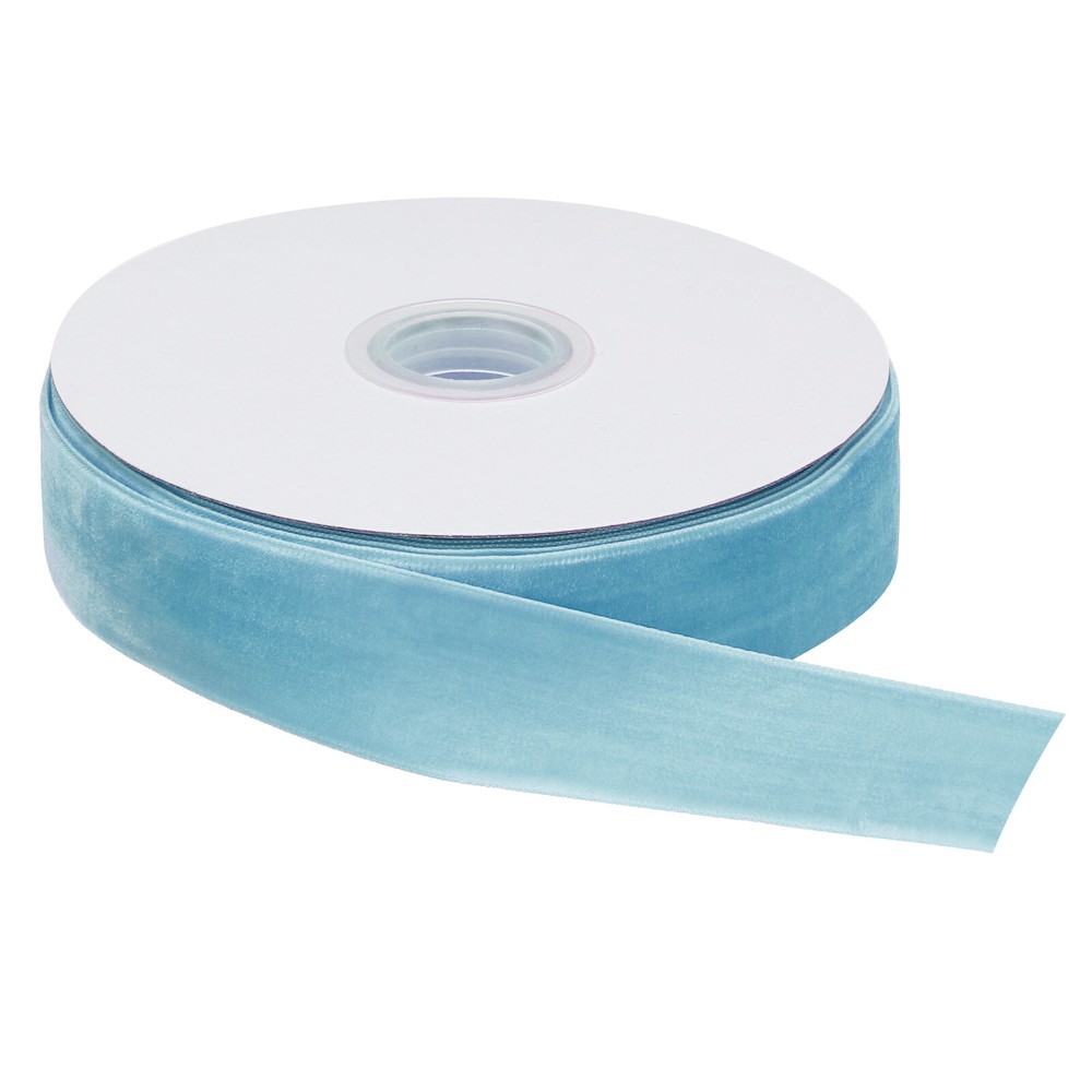Velvet Ribbon 1 Inch x 10 Yard Single Face Spool Silky Sky Blue