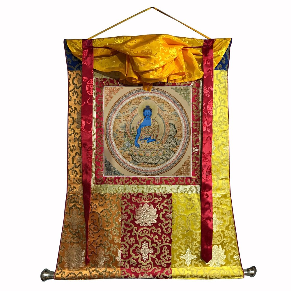 Silk Brocade Mounted Medicine Buddha Mandal, Healing Buddha