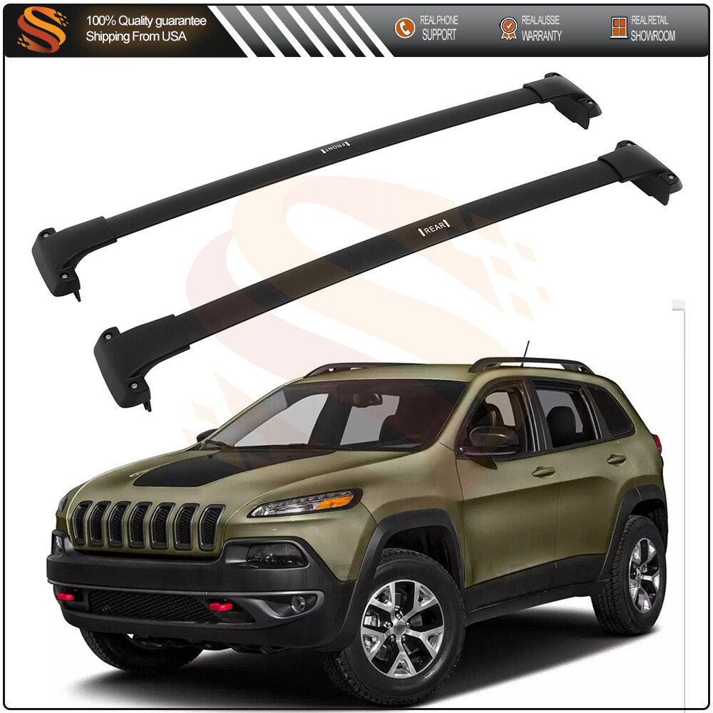 Roof Rack For 2015-2020 Jeep Cherokee Cross Bar Set Luggage Cargo Carrier Black
