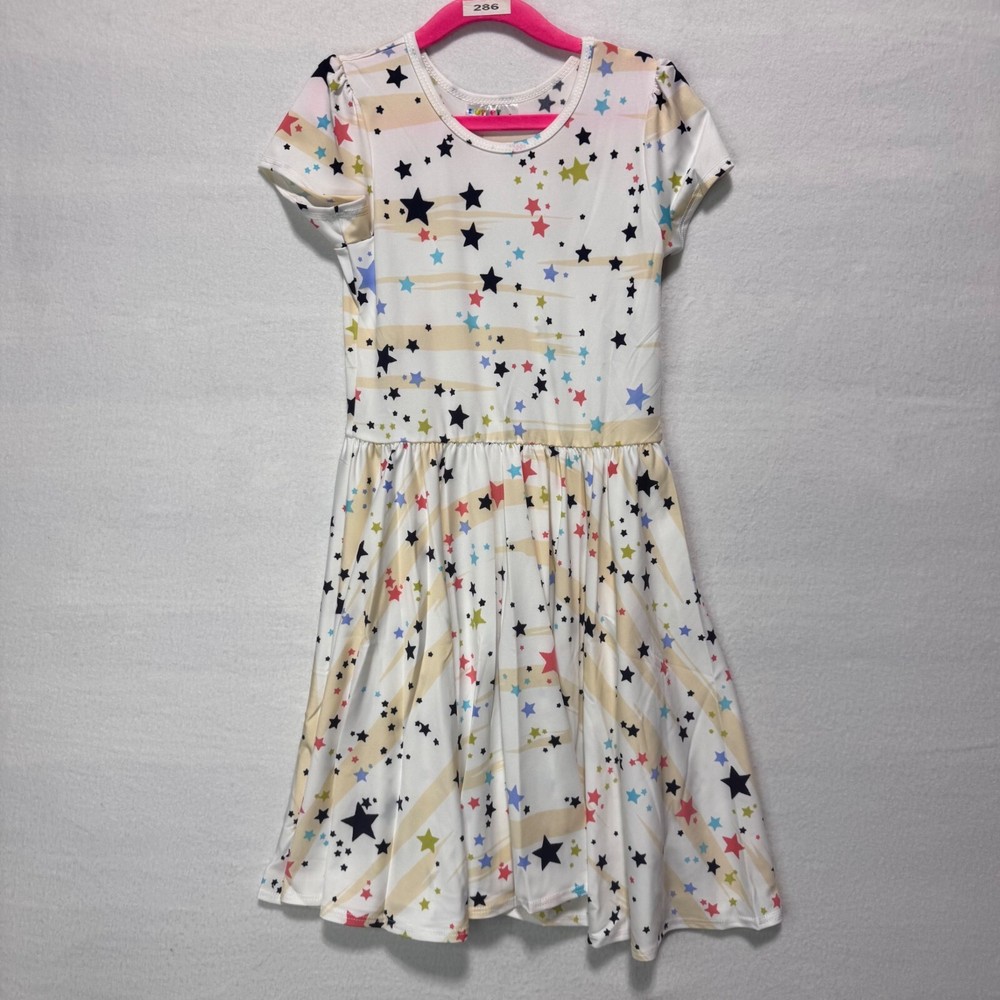 DotDotSmile Girls Size 7 Colorful Star Print Short Sleeve Dress NWT