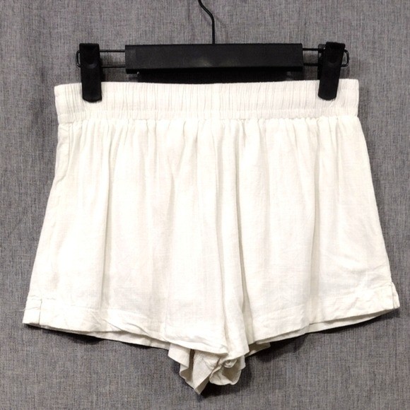 Princess Polly Linen Cotton Shorts Women's 2 White Coastal Beach Minimalist