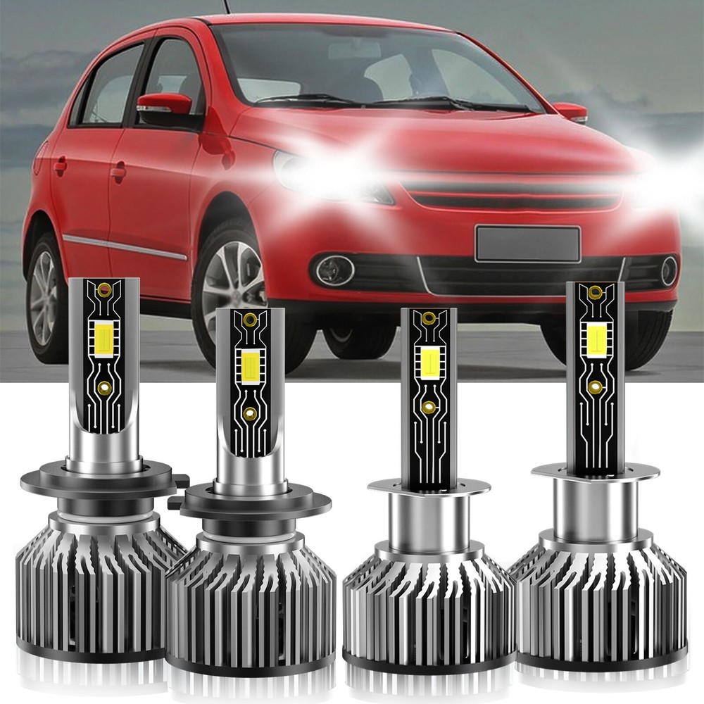 2012-2013 VW Gol 6500K White High Low Beam LED Headlight Bulbs Combo Kit