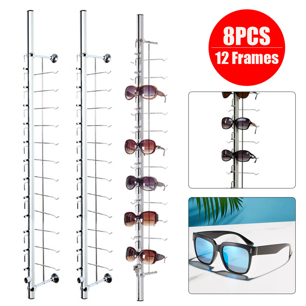 8 Pcs Sunglasses Glasses Eyeglasses Display Rod Lockable 12 Frame With Lock kit