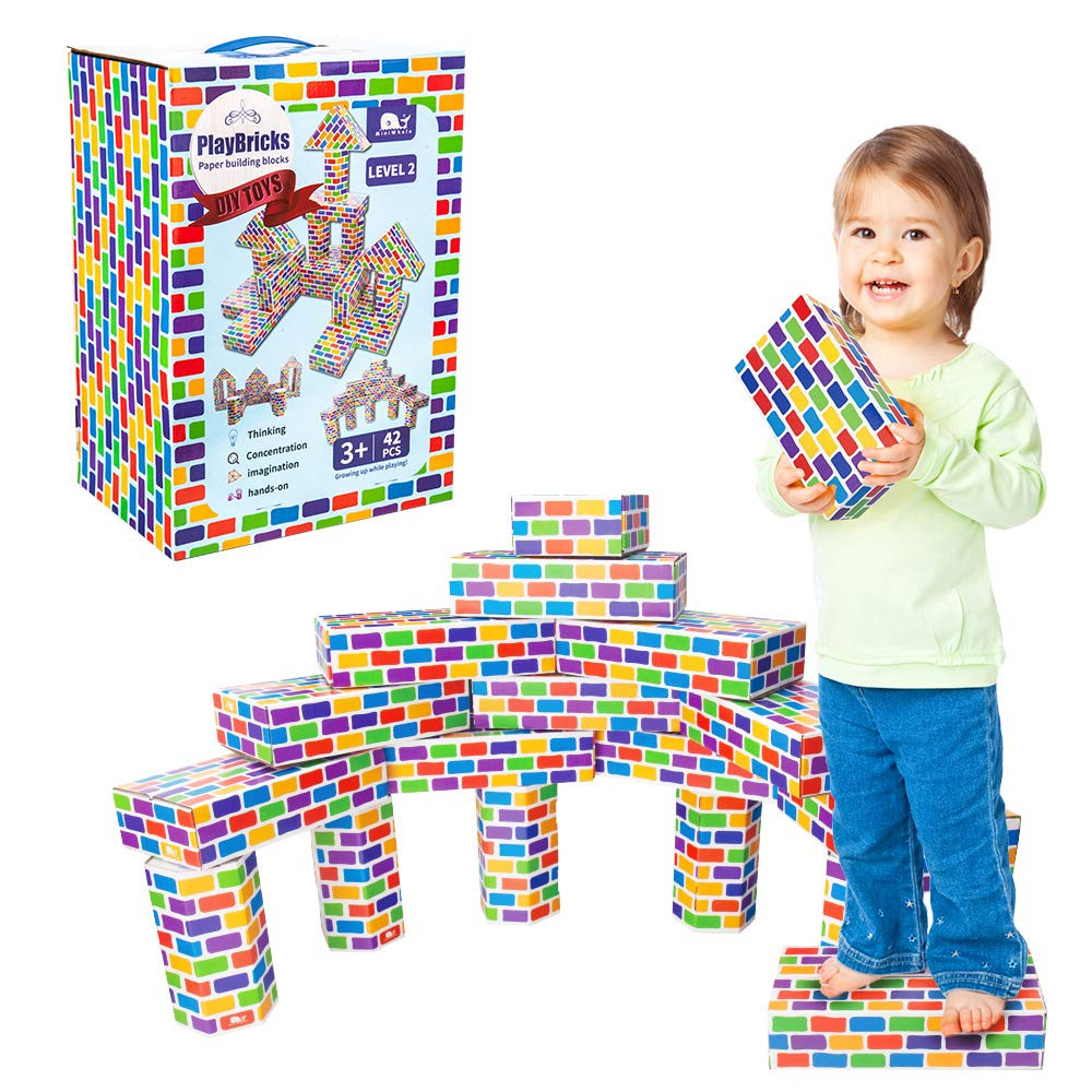 Deluxe Jumbo Cardboard Blocks 42-Pack Extra-Thick Cardboard Building Blocks M...