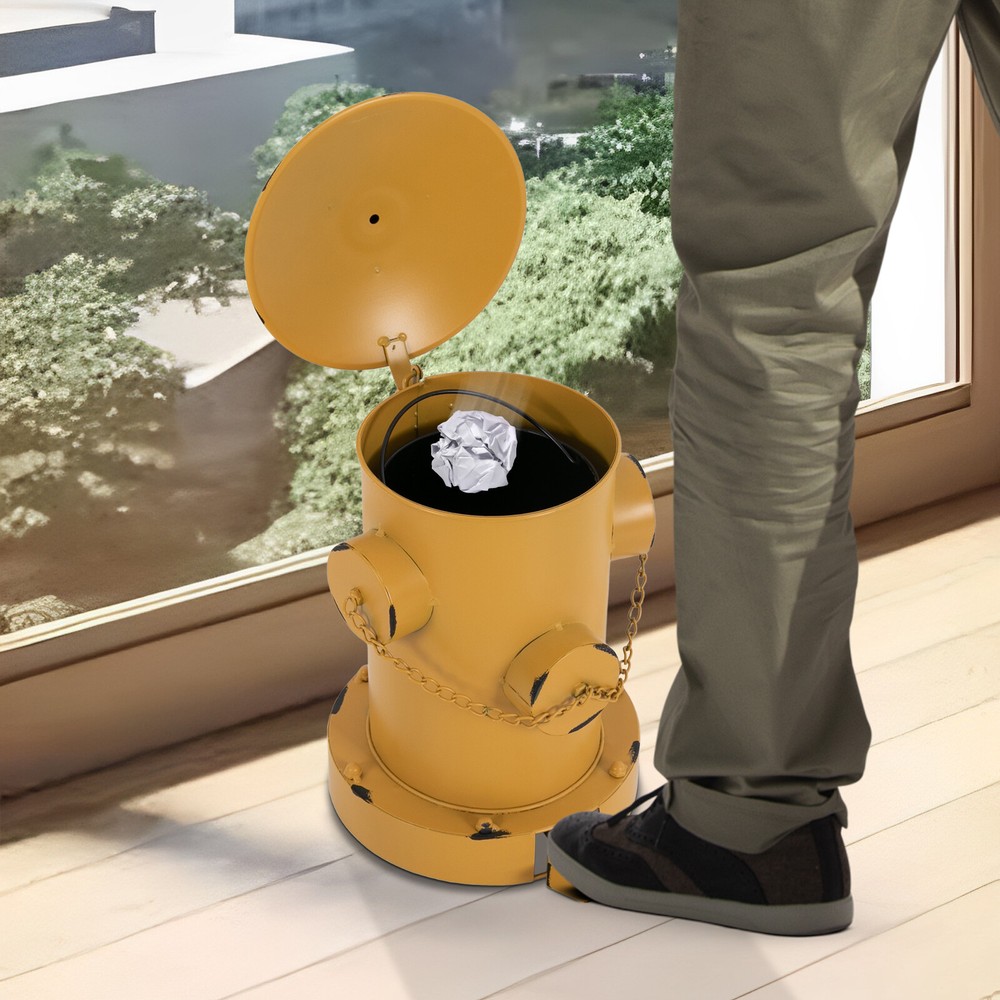 Yellow Retro Step-on Garbage Can Indoor Outdoor 11.8*15.35 In Waste Bin W/ Pedal