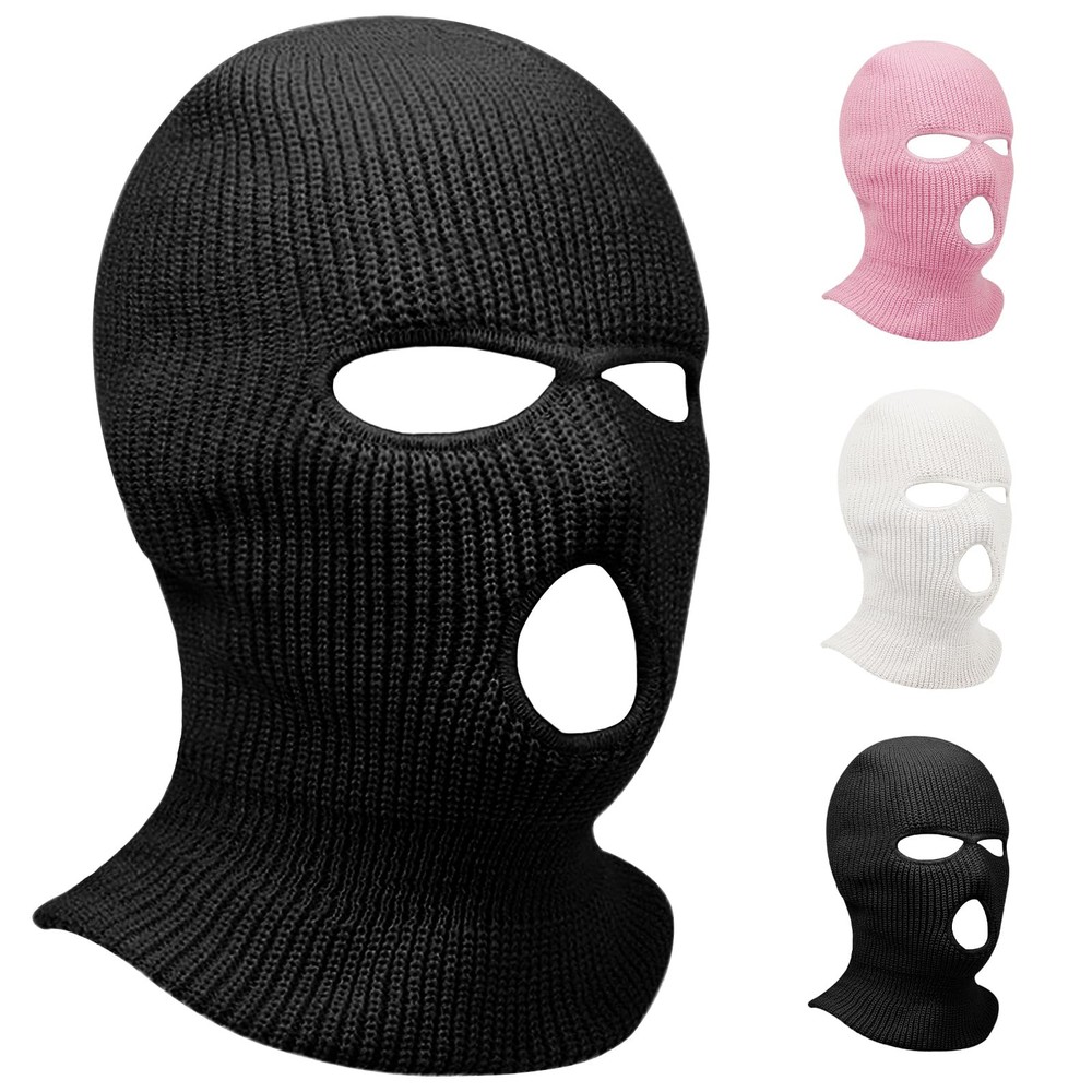 3 Hole Winter Knitted Mask, Full Face Cover Ski Scarf Mask Warm Balaclava for...