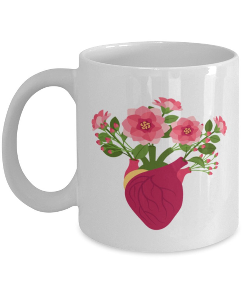 Cardiologist Funny Coffee Mug Heart Flower Medical Student Gift Cardiologist Mug