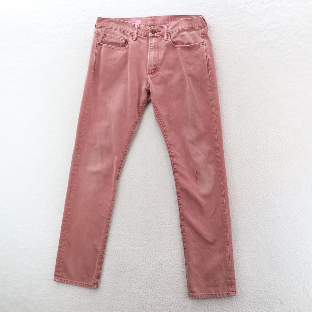 Gap 1969 Pants Men 32x32 Coral Slim Bedford Pinwhale Corduroy Straight Preppy