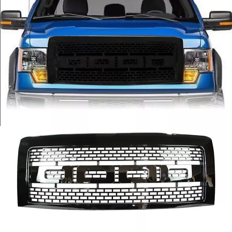 Grille For 2009-2014 2010 2011 2012 2013 Ford F-150 Bumper Grill Gloss Black