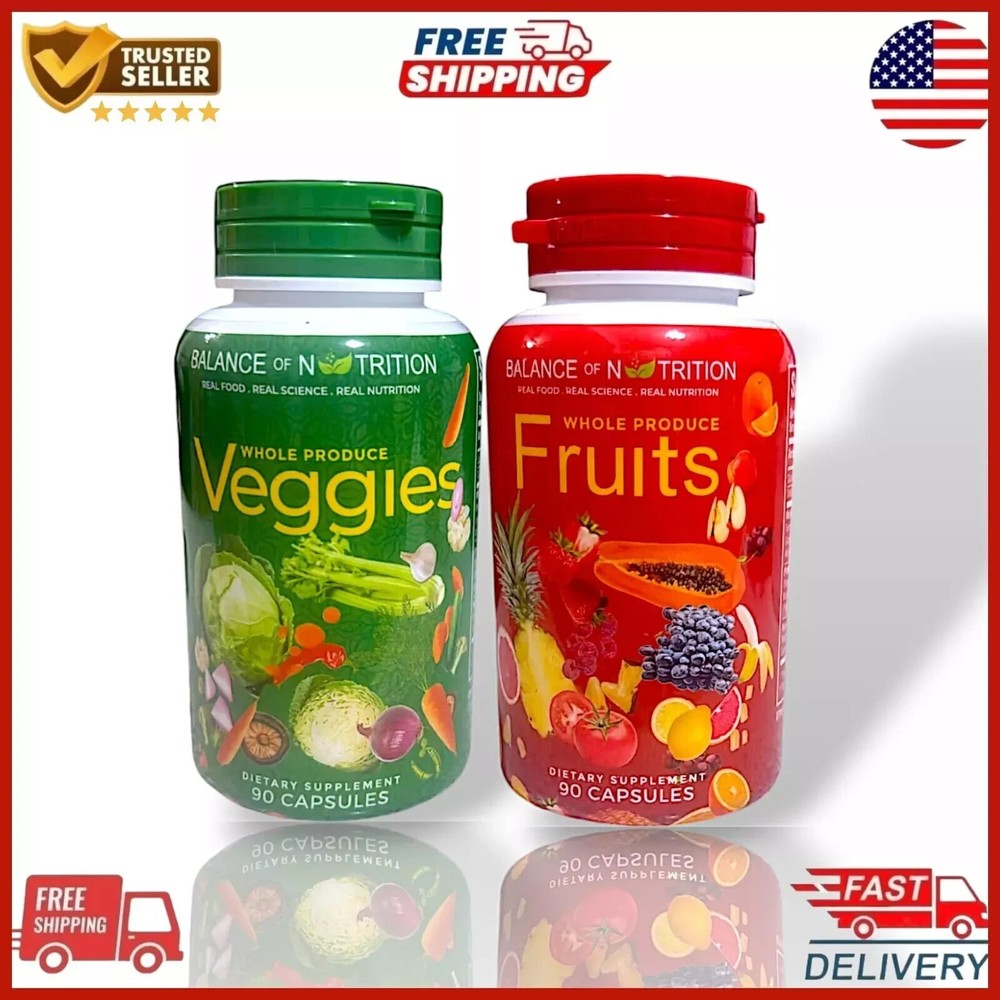 1 Pack, 90 fruits and veggies whole food supplement with Superfood Free Shipping