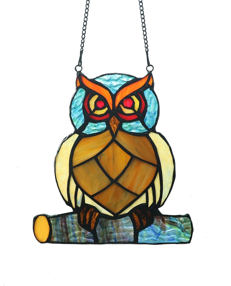Stained Glass Owl Window Hanging Tiffany Style, 7