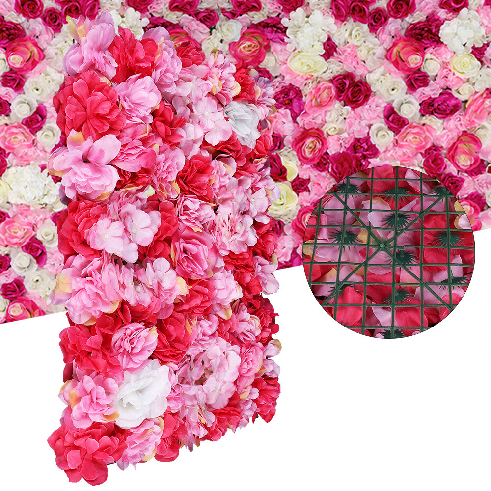 6pcs Artificial Wedding Silk Flower Wall Background Rose Hydrangea Panels Decor