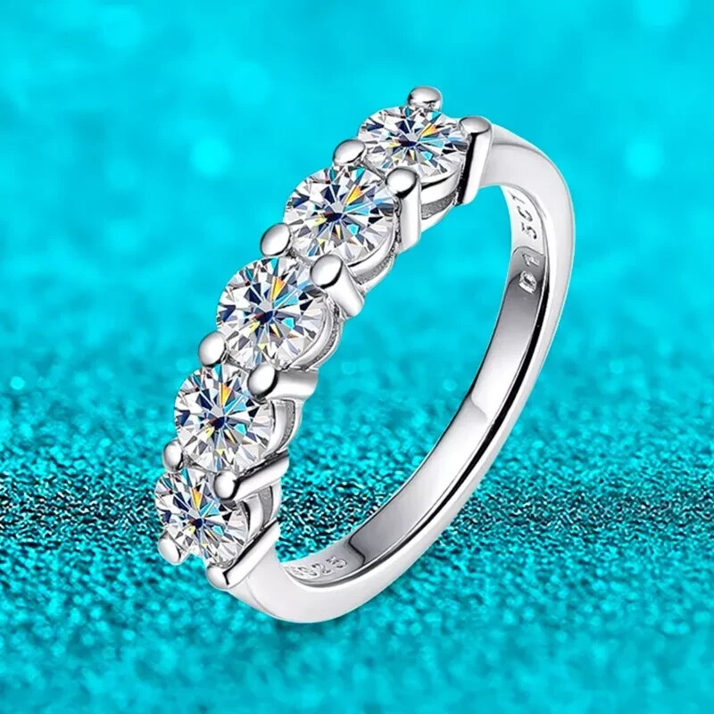 3Ct Round Cut Natural Moissanite Wedding Ring in 14k White Gold