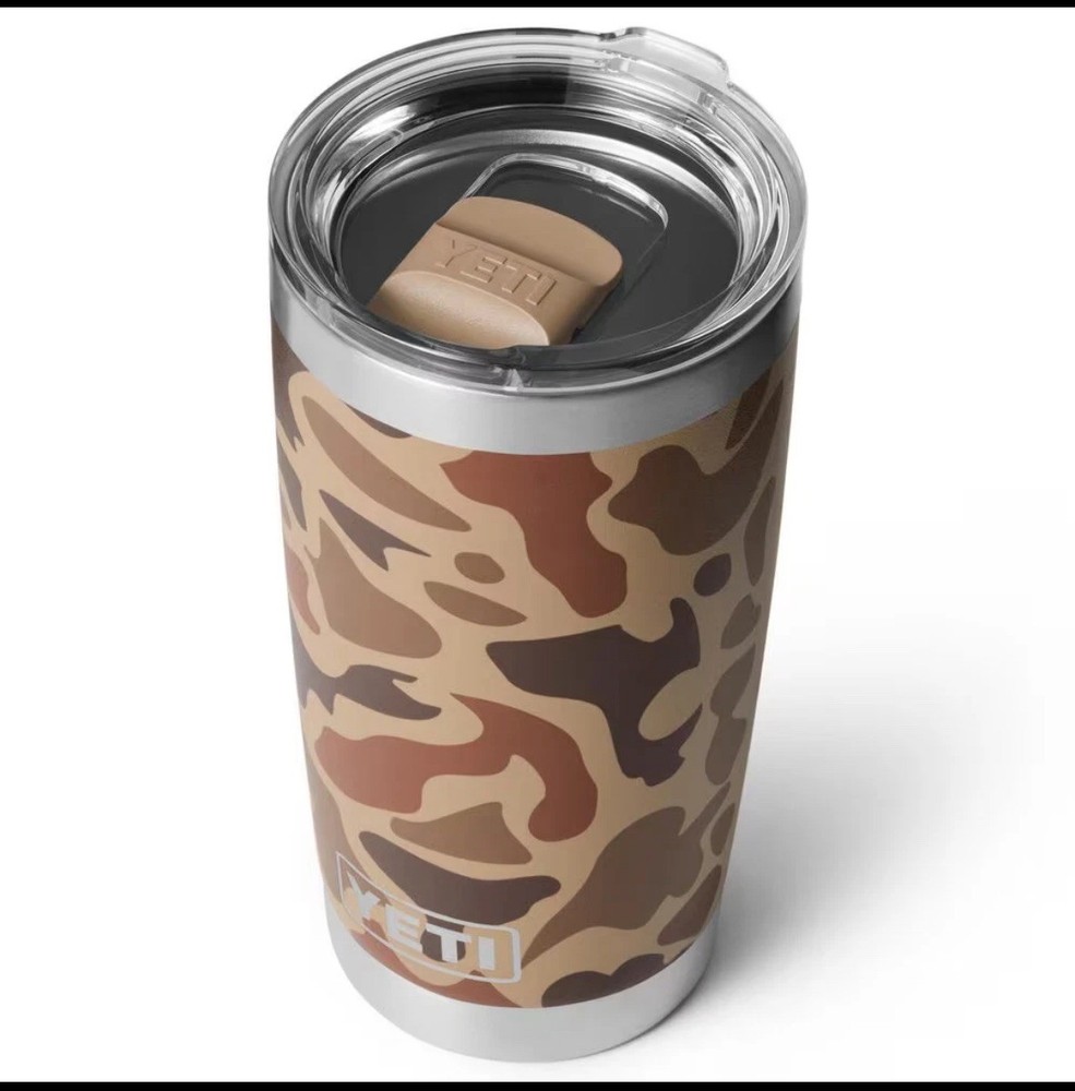 NEW YETI Rambler 20 oz Tumbler Tan Wetlands Camo Insulated RARE Coffee Cup