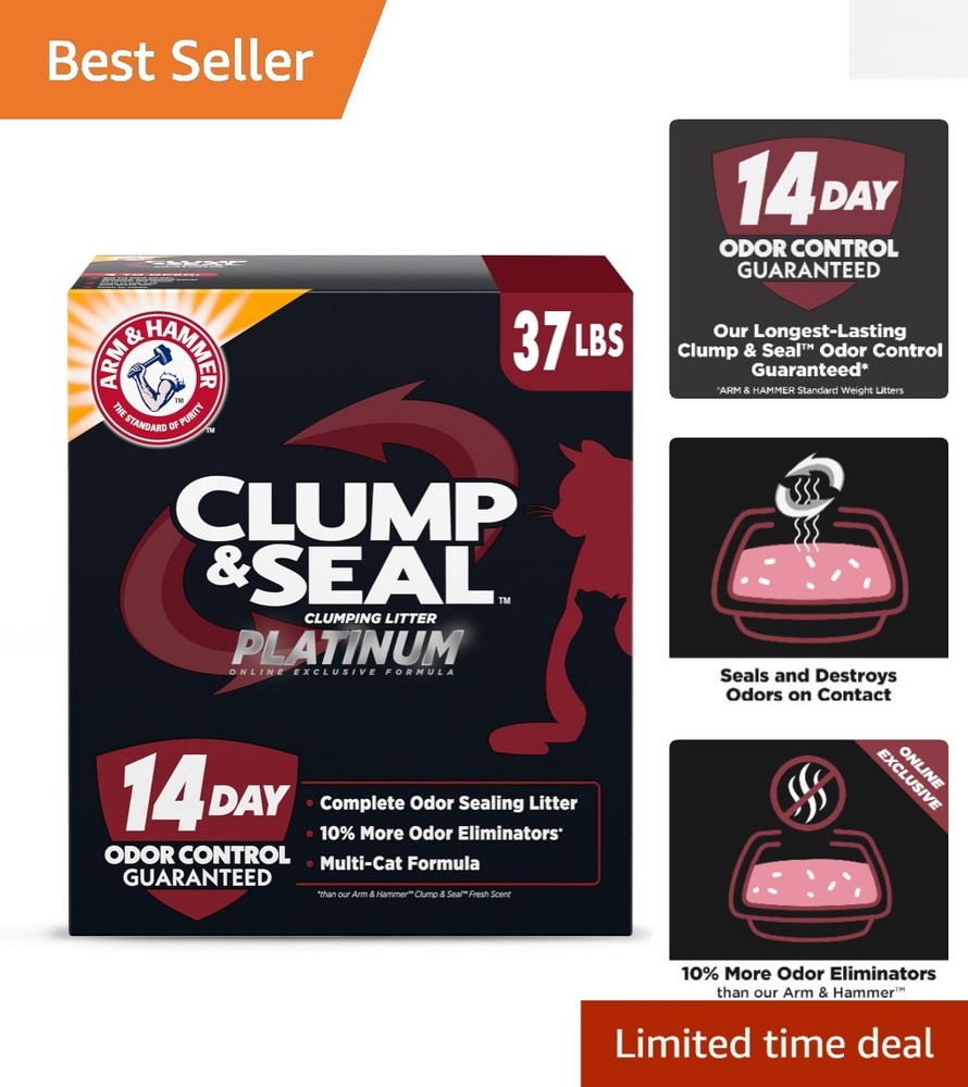 Odor Eliminating Clumping Cat Litter with Baking Soda - 37 Lbs, 14-Day Control