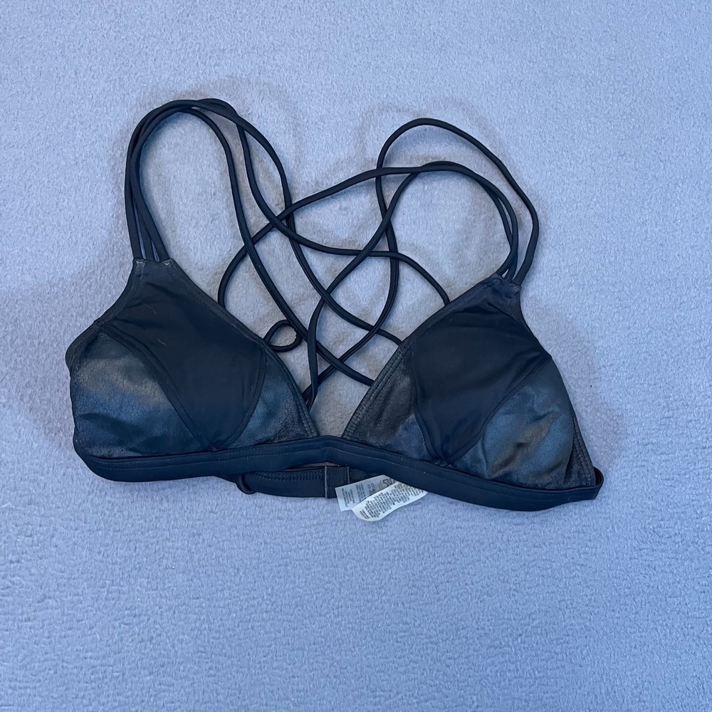 Victoria Secret PINK Bikini Bathing Suit Top Women’s Sz Medium Swim Black Tri
