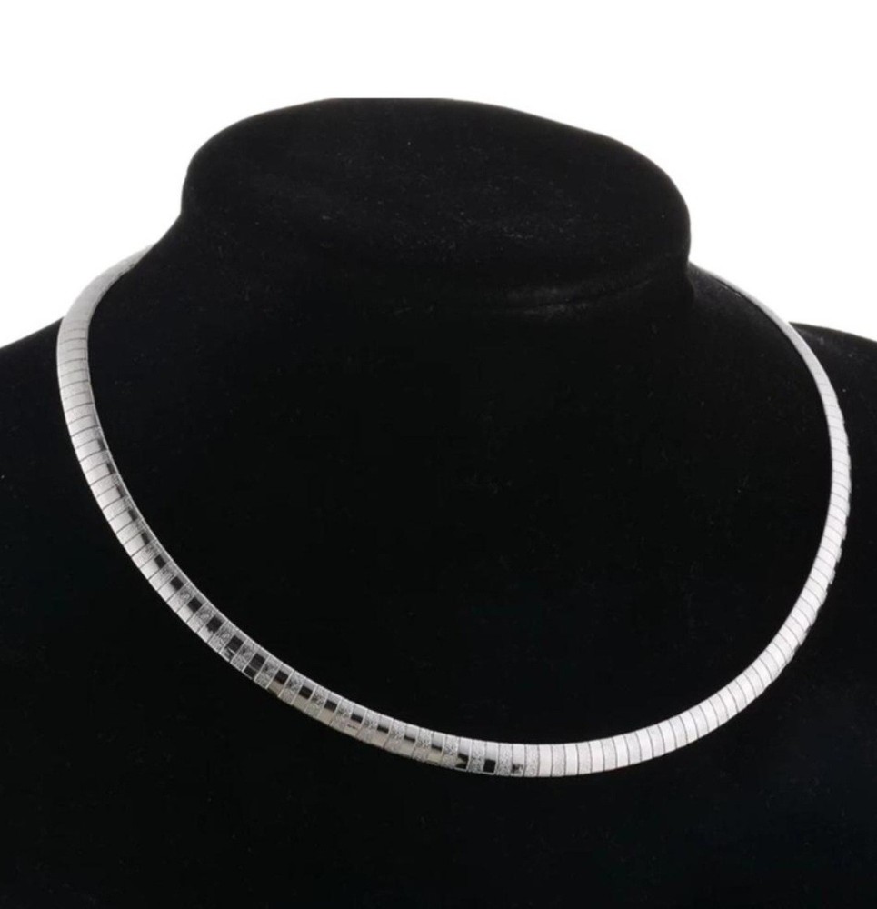 SILVER 5MM CHOKER ENGRAVED SURGICAL STEEL NECKLACE 16 INCH