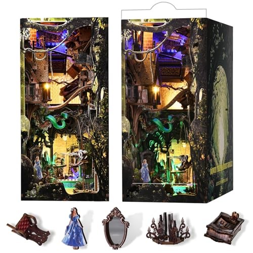 DIY Booknook Kit with Dust Cover – Miniature House Craft for Adults