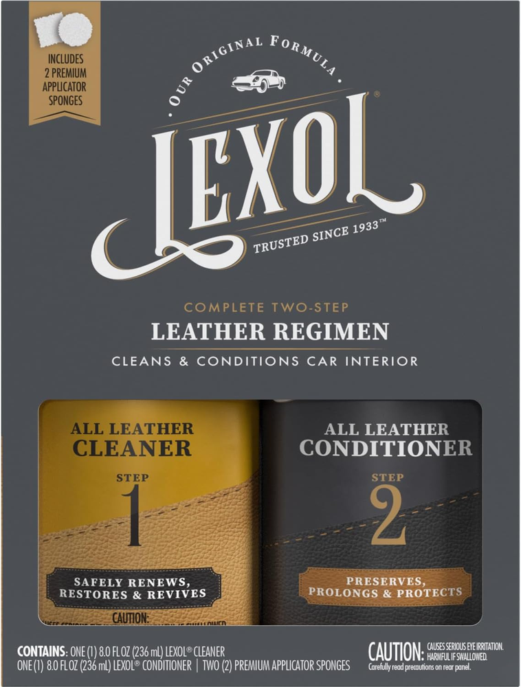 Lexol All Leather Cleaner and Conditioner Kit for Cars, Couches, and Interiors  