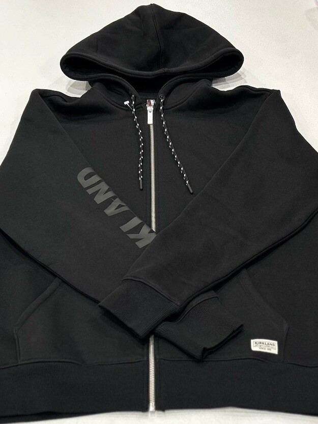 Kirkland Signature Unisex Full Zip Hoodie Sweatshirt, Black, Men's M / Ladies' L