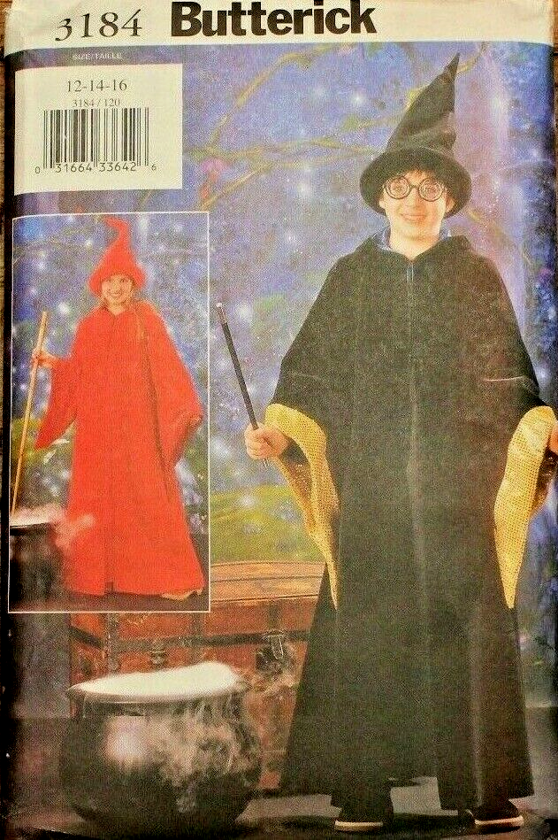Harry Potter Wizard Costume Sewing Pattern Butterick 3184 for Kids 12-16