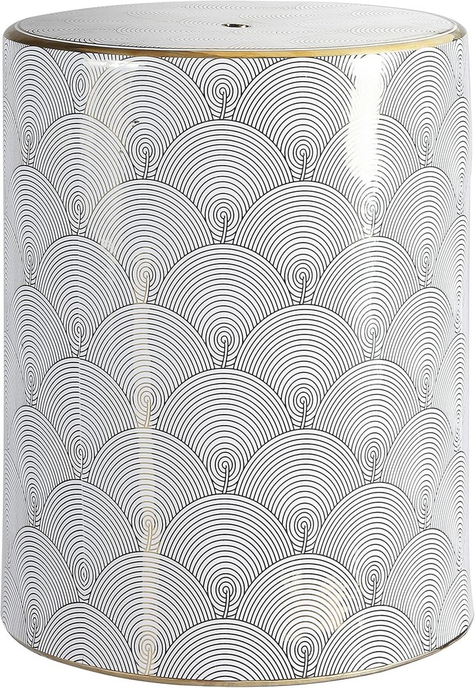 Jonathan Y 17-Inch Modern Ceramic Fish Scale Table Lamp in White/Gold