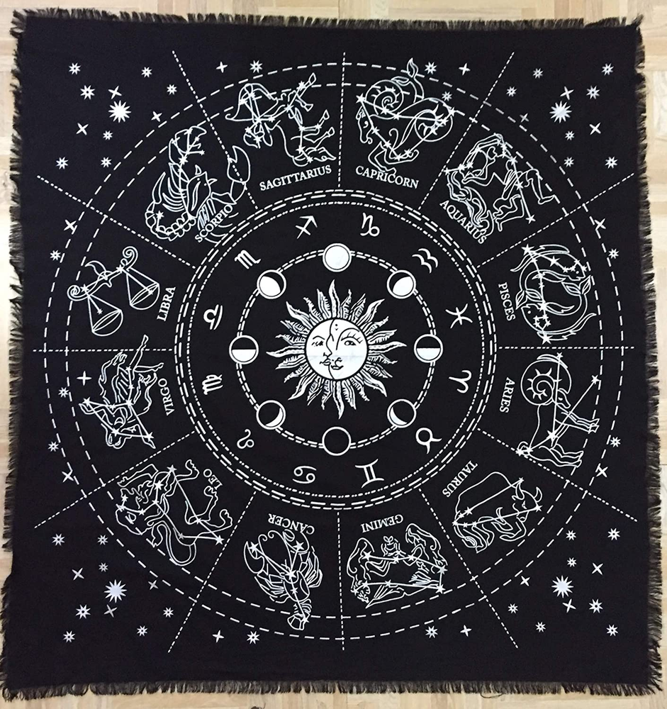 Zodiac Witchcraft Altar Cloth for Tarot Wiccan Rituals Spiritual Square Top
