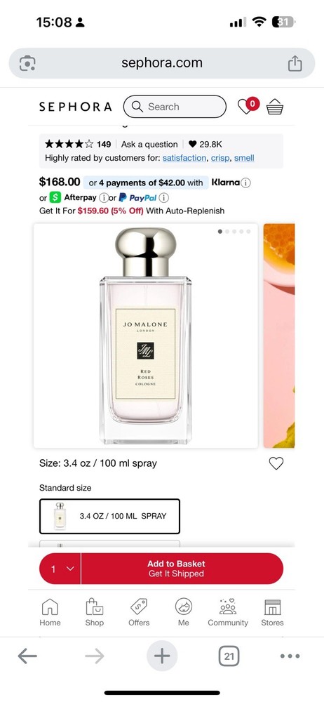 Jo Malone Red Roses 3.4oz  Women's Eau de Cologne