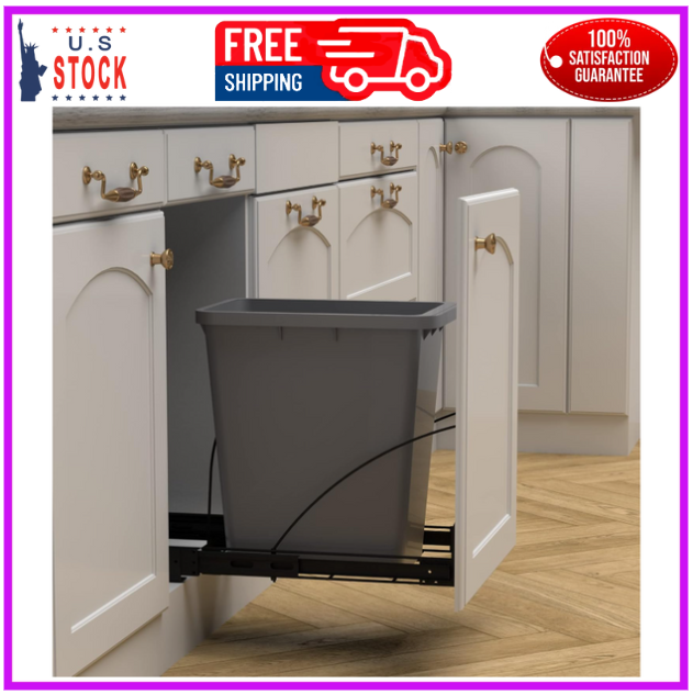 Pull Out Trash Can under Cabinet,Black Cabinet Trash Can Pull Out Kit with Door