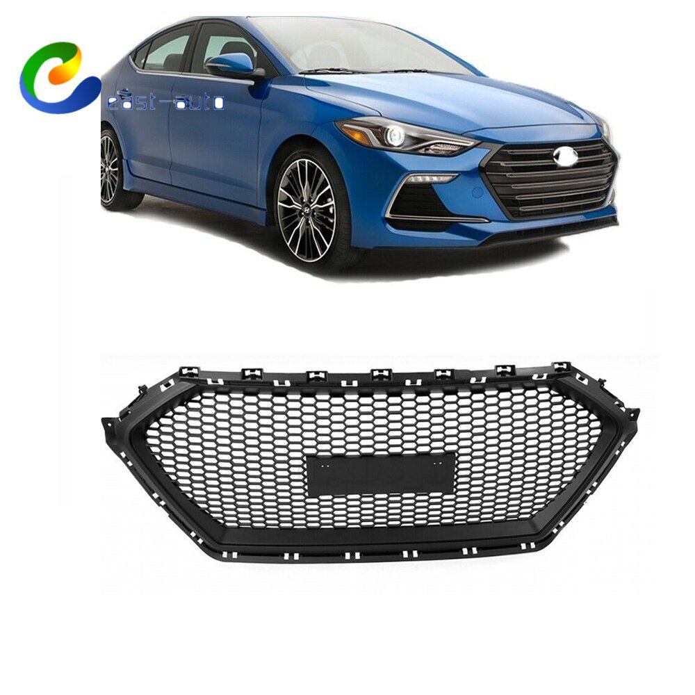 ABS Front Grille For Hyundai Elantra Sedan Honeycomb 2017-2018 Style Matte Black