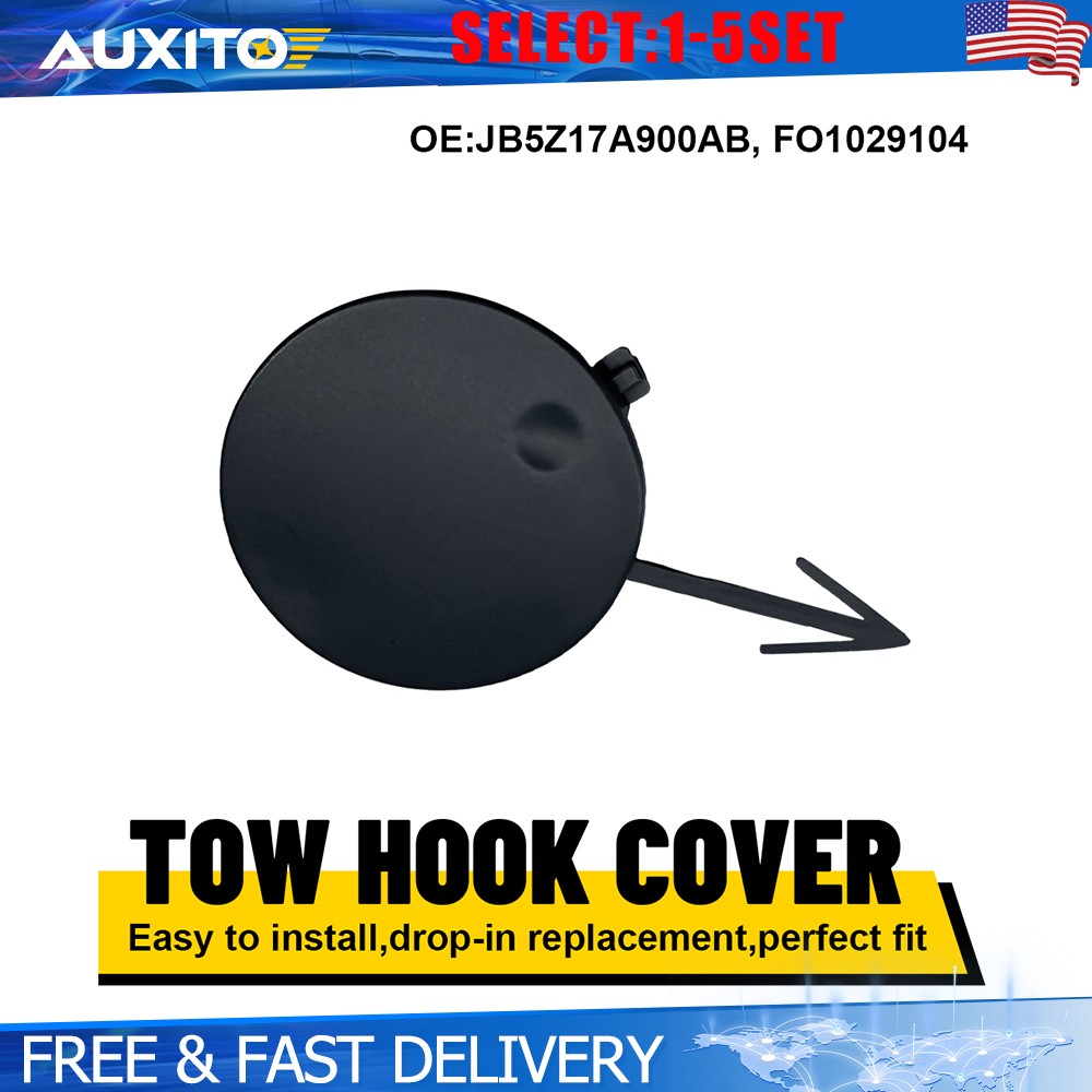 Fit 2018-19 Ford Explorer Primed Black Front Bumper Tow Hook Eye Cover Cap 1-10