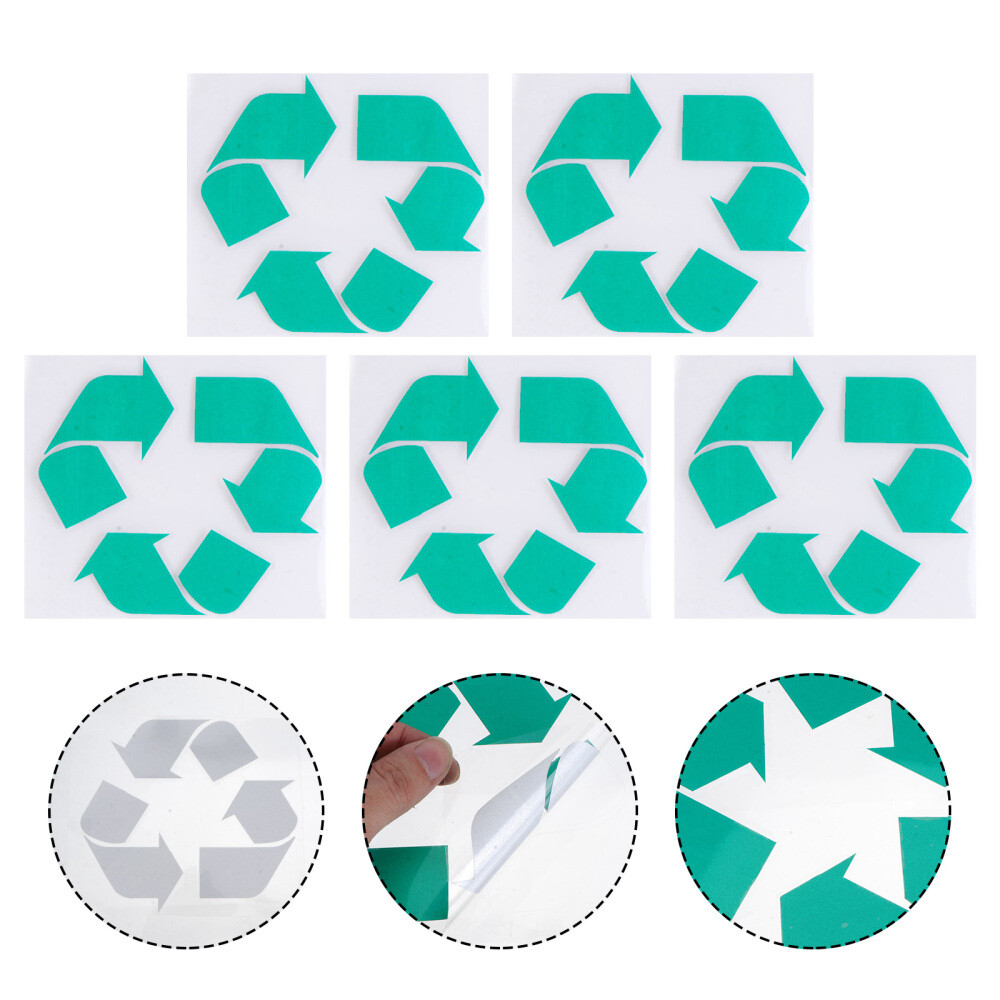 5 Pcs Green Trash Stickers Recycle Decal Garbage Can Sticker