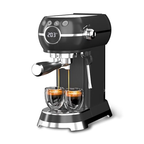 20Bar Compact Espresso Machine with Milk Frother, 27oz Removable Water Black