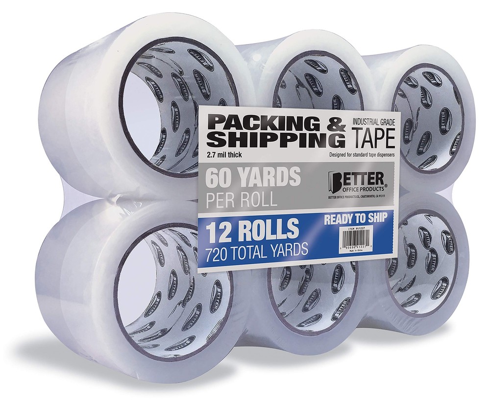 12 Pack Clear Heavy Duty Packing Tape, Shipping Tape Rolls, Commercial/Indust...